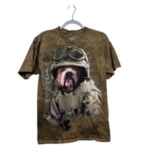 The‎ Mountain Bulldog Soldier Graphic T Shirt Mens Medium Camo Military Dog Tee